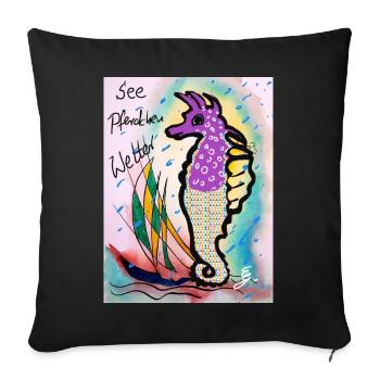 EG Seepferdchen I Tier I Meer I Urlaub i Geschenk - Sofakissenbezug 45 x 45 cm - Schwarz - Vorne