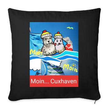 EG Cuxhaven I Stadt I Foto Zeichnung Gerecke - Sofakissenbezug 45 x 45 cm - Schwarz - Vorne