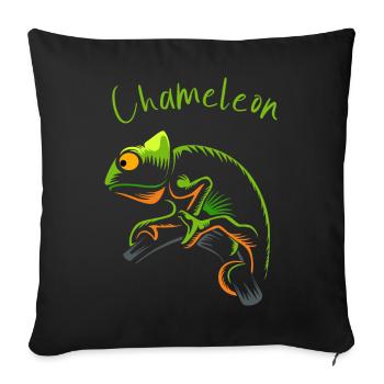 Vivid Chameleon Illustration for Nature Lovers - Sofa pillowcase 17,3'' x 17,3'' (45 x 45 cm) - black - Front