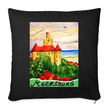 EG Urlaub I Meersburg I City I Bodensee I Aquarell - Sofakissenbezug 45 x 45 cm - Schwarz - Vorne