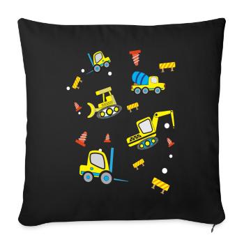 Construction sites Vehicles - Sofa pillowcase 17,3'' x 17,3'' (45 x 45 cm) - black - Front