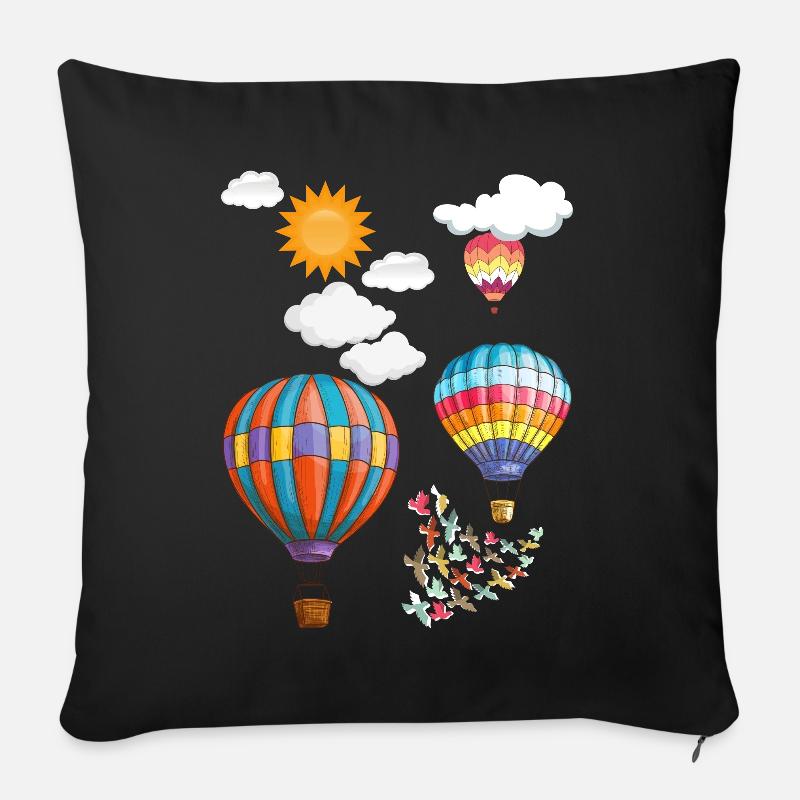 Heißluftballon - Sofakissenbezug 45 x 45 cm - Schwarz