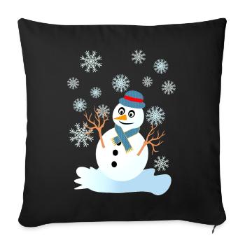 snowman and snowflakes cool christmas - Sofa pillowcase 17,3'' x 17,3'' (45 x 45 cm) - black - Front