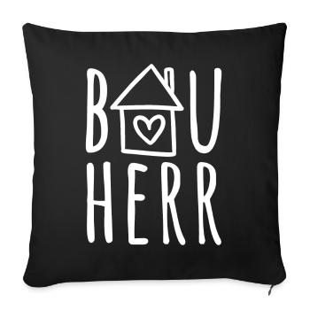Hausbau Haus bauen Baustelle Eigenheim Bauherr - Sofakissenbezug 45 x 45 cm - Schwarz - Vorne