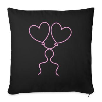 Herz rosa Ballon Luftballon - Sofakissenbezug 45 x 45 cm - Schwarz - Vorne