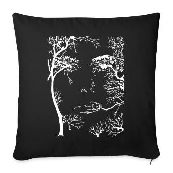 Visage de la forêt (blanc) - Housse de coussin décorative 45 x 45 cm - noir - Devant