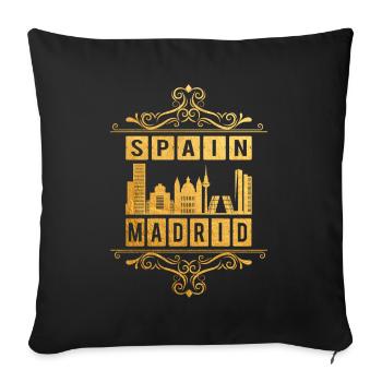 Madrid Espagne Ville Skyline Ornement Or Amour - Housse de coussin décorative 45 x 45 cm - noir - Devant