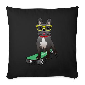 Chien patineur - Housse de coussin décorative 45 x 45 cm - noir - Devant