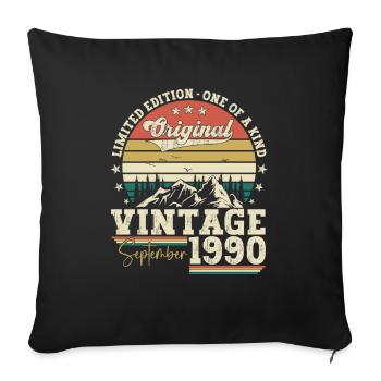 Septembre Né 1990 32ème anniversaire Cadeau - Housse de coussin décorative 45 x 45 cm - noir - Devant