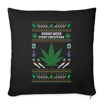 Rauchen Sie jedes Jahr zu Weihnachten Gras - Sofakissenbezug 45 x 45 cm - Schwarz - Vorne