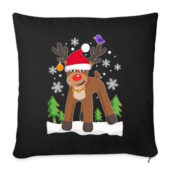 Renne Elk Noël Renne Neige Drôle - Housse de coussin décorative 45 x 45 cm - noir - Devant