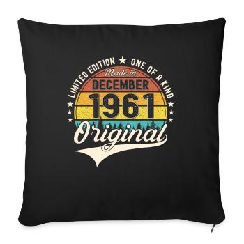 Original December 1961 61st birthday gift - Sofa pillowcase 17,3'' x 17,3'' (45 x 45 cm) - black - Front