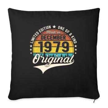 Cadeau original du 43e anniversaire de décembre 1979 - Housse de coussin décorative 45 x 45 cm - noir - Devant