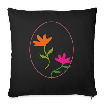 Œuf de Pâques à deux fleurs - Housse de coussin décorative 45 x 45 cm - noir - Devant