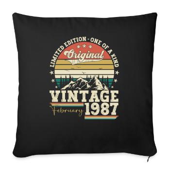 Février né 1987 36ème anniversaire cadeau homme - Housse de coussin décorative 45 x 45 cm - noir - Devant