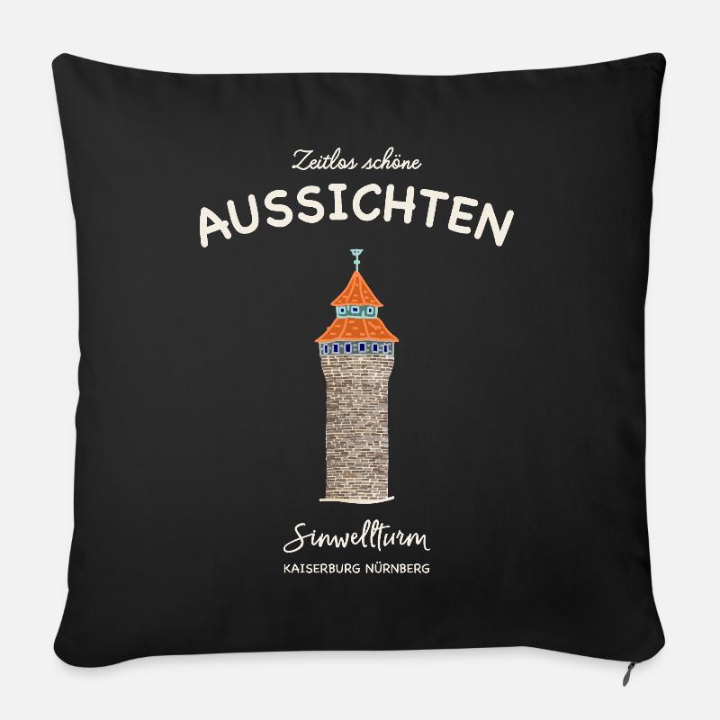 Nürnberg Kaiserburg Sinwellturm, Schöne Aussichten - Sofakissenbezug 45 x 45 cm - Schwarz