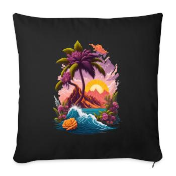 Palmiers de l’île Sunrise Paradise - Housse de coussin décorative 45 x 45 cm - noir - Devant