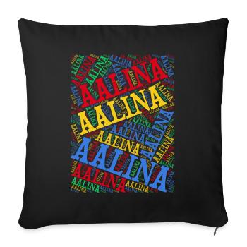 t-shirt Aalina t-shirt word cloud idée cadeau - Housse de coussin décorative 45 x 45 cm - noir - Devant