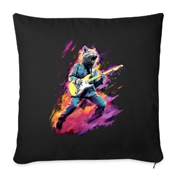 Guitar Playing Cat Rock - Sofa pillowcase 17,3'' x 17,3'' (45 x 45 cm) - black - Front