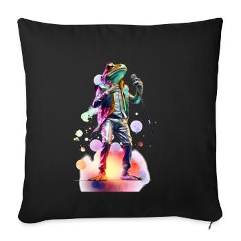 Singing Frog Schlager, by NeonCat - Sofa pillowcase 17,3'' x 17,3'' (45 x 45 cm) - black - Front