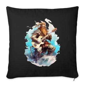 Viking Guitar Rocker Musician Guitarist - Sofa pillowcase 17,3'' x 17,3'' (45 x 45 cm) - black - Front