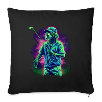 Golf Playing Dog - Sofa pillowcase 17,3'' x 17,3'' (45 x 45 cm) - black - Front