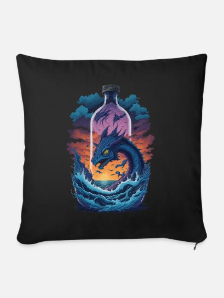 Drache - Sofakissenbezug 45 x 45 cm - Schwarz