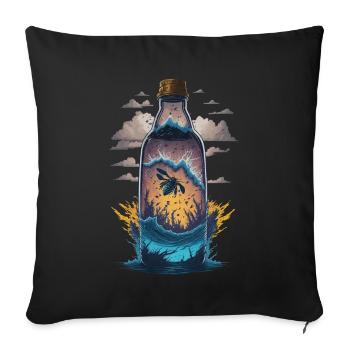 Biene In Einer Wasserflasche - Sofakissenbezug 45 x 45 cm - Schwarz - Vorne
