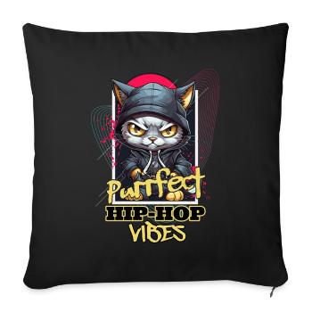 Cat Hip Hop Rap Rapper DJ Ghetto Crew Gangster - Sofa pillowcase 17,3'' x 17,3'' (45 x 45 cm) - black - Front