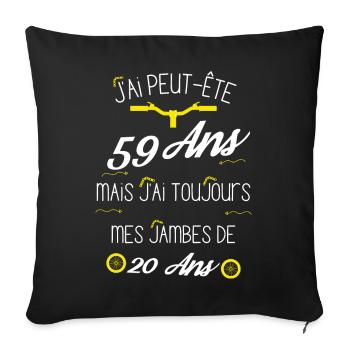 Idée cadeau d'anniversaire 59 Ans - Housse de coussin décorative 45 x 45 cm - noir - Devant