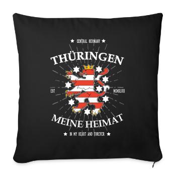 Thüringen, Meine Heimat: Mit dem Wappentier - Sofakissenbezug 45 x 45 cm - Schwarz - Vorne