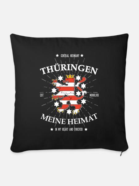 Thüringen, Meine Heimat: Mit dem Wappentier - Sofakissenbezug 45 x 45 cm - Schwarz