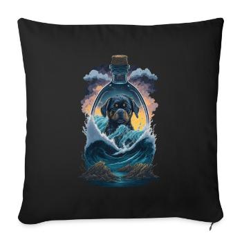 Rottweiler Hunde Welpen - Sofakissenbezug 45 x 45 cm - Schwarz - Vorne