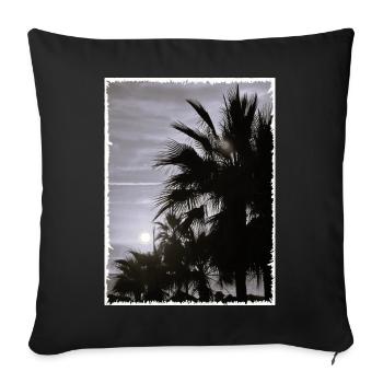 Palme mit Rand SW - Sofakissenbezug 45 x 45 cm - Schwarz - Vorne