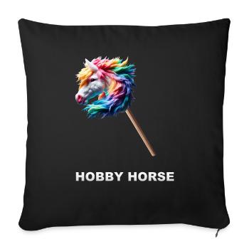 Buntes Hobby Horse Horsing - Sofakissenbezug 45 x 45 cm - Schwarz - Vorne