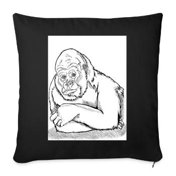 Nachdenklicher Gorilla - Sofakissenbezug 45 x 45 cm - Schwarz - Vorne