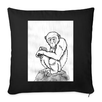 Nachdenklicher Schimpanse - Sofakissenbezug 45 x 45 cm - Schwarz - Vorne