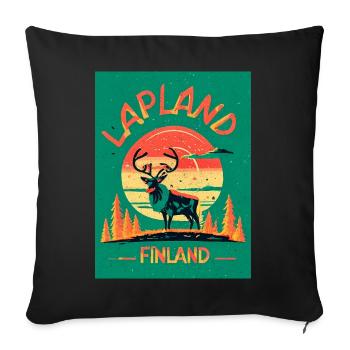 Reindeer in Moonlight Lapland Finland - Sofa pillowcase 17,3'' x 17,3'' (45 x 45 cm) - black - Front