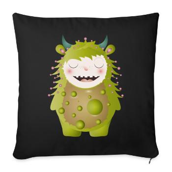 cute green monster with horns - Sofa pillowcase 17,3'' x 17,3'' (45 x 45 cm) - black - Front