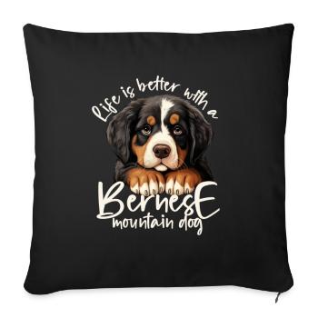 Berner Sennenhund - Sofakissenbezug 45 x 45 cm - Schwarz - Vorne