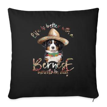 Berner Sennenhund - Sofakissenbezug 45 x 45 cm - Schwarz - Vorne