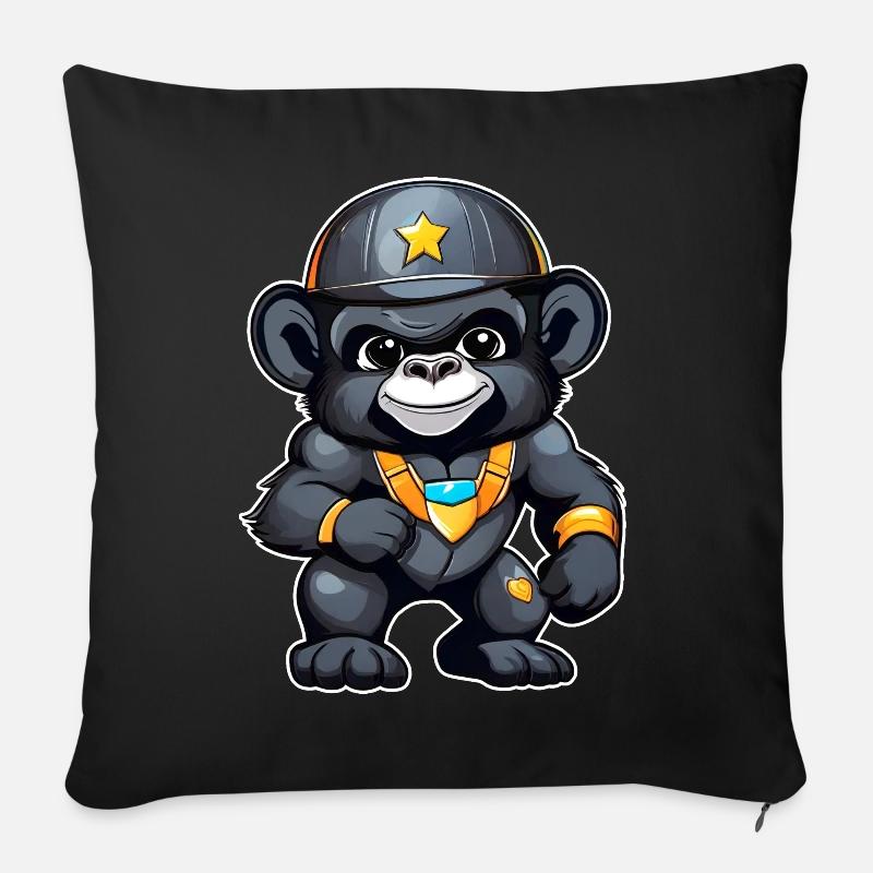 Gorille mignon - Housse de coussin décorative 45 x 45 cm - noir