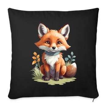 Mignon petit renard - Housse de coussin décorative 45 x 45 cm - noir - Devant