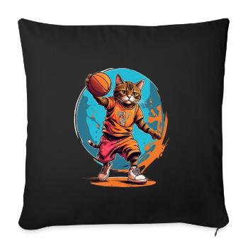 Basket-ball pour chat - Housse de coussin décorative 45 x 45 cm - noir - Devant