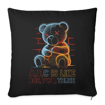 Ours aimant avec dessin de l’alphabet - Housse de coussin décorative 45 x 45 cm - noir - Devant