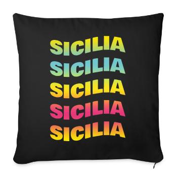t-shirt Sicilia onda t-shirt gift idea - Sofa pillowcase 17,3'' x 17,3'' (45 x 45 cm) - black - Front