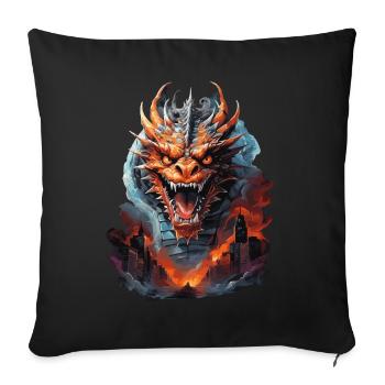 DRAGON MIDNIGHT BLAZE: STADT IN FLAMMEN UND VERWÜSTUNG - Sofakissenbezug 45 x 45 cm - Schwarz - Vorne