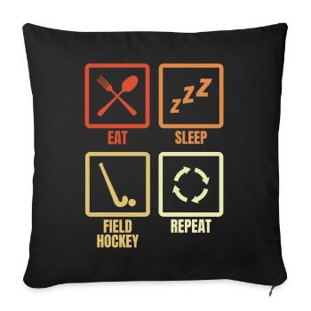Eat Sleep Hockey sur gazon Replay - Housse de coussin décorative 45 x 45 cm - noir - Devant