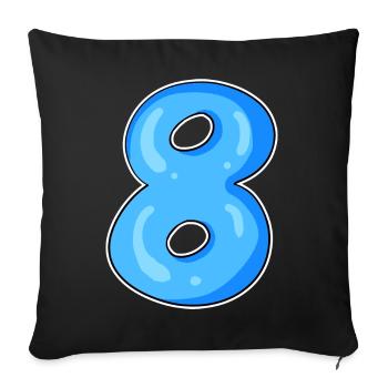 Number 8 Number Eight Motif Blue - Sofa pillowcase 17,3'' x 17,3'' (45 x 45 cm) - black - Front