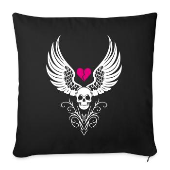 Skull Broken Heart Anti Valentine's Day - Sofa pillowcase 17,3'' x 17,3'' (45 x 45 cm) - black - Front